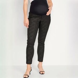 NWT Old Navy Maternity Full Panel Pixie Skinny Pants Black/Gold